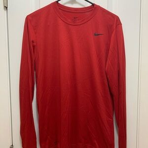 Nike Red Long Sleeve Athletic Tee with Crew Neck